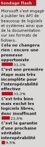 Sondage Flash : Microsoft peine &agrave; convaincre de son engagement pour l'interop&eacute;rabilit&eacute;...